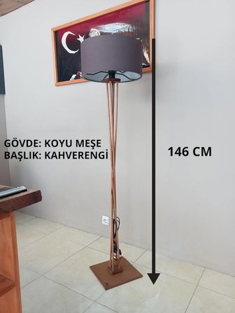AHŞAP LAMBADER-KÖŞE AYDINLATMA-KAHVE KOYU MEŞE