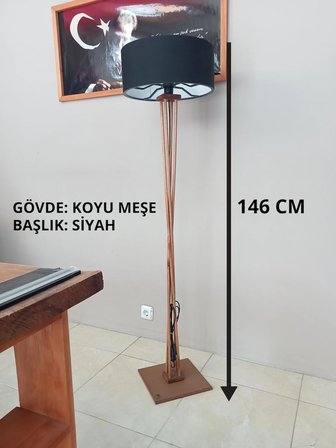 AHŞAP LAMBADER-SİYAH BAŞLIK- KOYU MEŞE KÖŞE LAMBASI