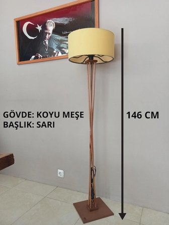 SARI BAŞLIK- KOYU MEŞE AHŞAP LAMBADER-KÖŞE AYDINLATMA