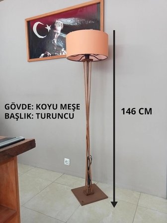 KOYU MEŞE AHŞAP LAMBADER-KÖŞE LAMBASI- TURUNCU BAŞLIK
