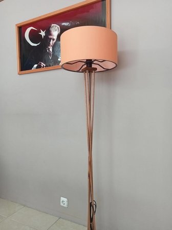 KOYU MEŞE AHŞAP LAMBADER-KÖŞE LAMBASI- TURUNCU BAŞLIK