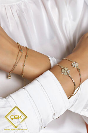 8 Ayar Balık Sırtı Yonca Altın Bileklik