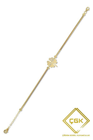 8 Ayar Balık Sırtı Yonca Altın Bileklik