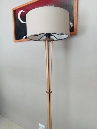 BEJ-NATUREL AHŞAP LAMBADER- Köşe Lambası