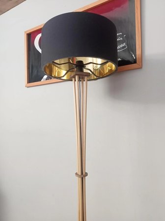 AHŞAP LAMBADER-Köşe Lambası- naturel-gold siyah