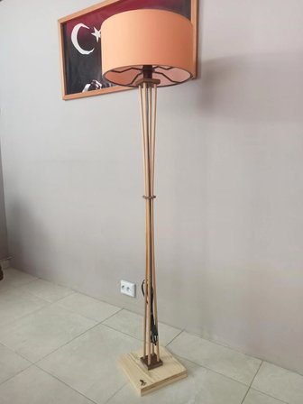 NATUREL-TURUNCU AHŞAP LAMBADER- Köşe lambası