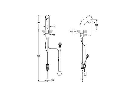 VitrA Sento Çocuk A47188 Temassız Lavabo Bataryası, Elektrikli, Tek Su Girişli, Krom - Yeşil