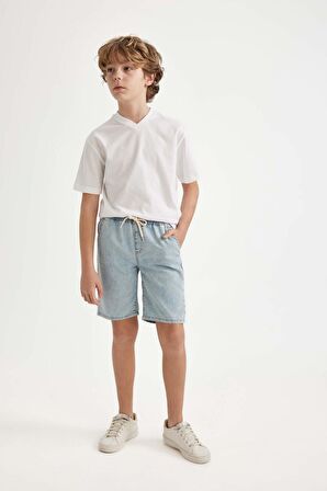 DeFacto Erkek Çocuk Jean Basic Düz Şort B5764A824SMNM39