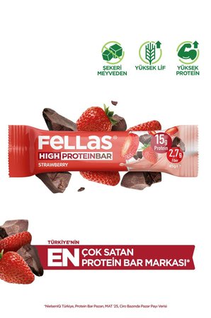 Yüksek Protein Bar, Çilekli, 45gr X 12 Adet