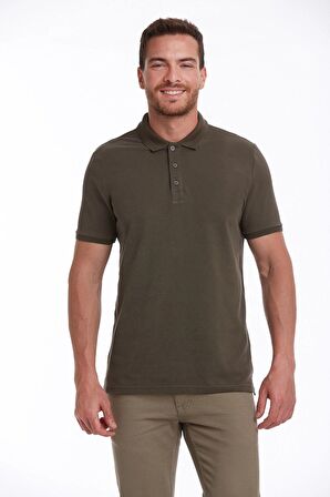 Haki Regular Fit %100 Pamuk Polo Yaka Tişört | M