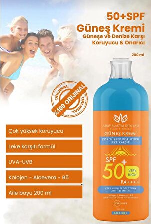 50 SPF Güneş Kremi  200ml Yüz Güneş Kremi ve Vücut Güneş Kremi