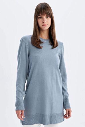 DeFacto Regular Fit Bisiklet Yaka Basic Kazak Tunik H3431AZ24AUBE690