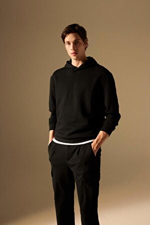 DeFacto Oversize Geniş Kalıp Kapüşonlu Kapitone Sweatshirt B6492AX24SPBK81