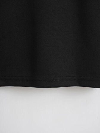 Unisex Oversize Bisiklet Yaka Düz Basic T-Shirt - SİYAH