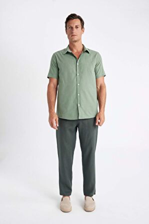 DeFacto %100 Keten Relax Fit Rahat Kesim Düz Paça Yazlık Pantolon C1117AX24SMKH498