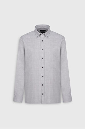 Oxford Slim Fit Dar Kesim Düğmeli Yaka Kareli Esnek Gömlek