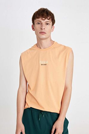 DeFacto %100 Pamuk Boxy Fit Sırt Baskılı Bisiklet Yaka Atlet C5051AX24HSOG299