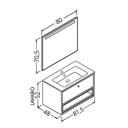 ESPERO 80 CM BEYAZ LAVABOLU BANYO DOLABI - BOY DOLAP HARİÇ