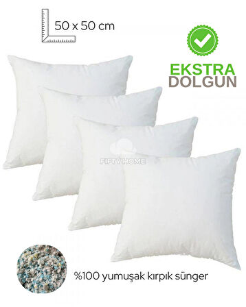 4 ADET Kırlent iç dolgu 50 x 50 cm - kırlent içi - iç yastık Dolgusu 100% Kırpık Sünger