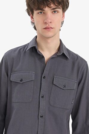 DeFacto %100 Pamuk Regular Fit Polo Yaka Basic Düz Uzun Kollu Gömlek B2654AX25SPAR104