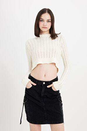 DeFacto Fashion Fit Kargo Cepli Jean Mini Etek D4421AX24AUNM40