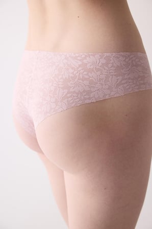Invisible Lazer Kesim Lacy Dantel Cheeky Gül Kurusu Pembe Hipster Külot
