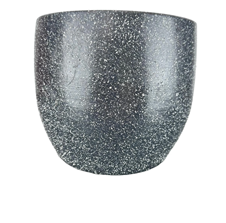 Ev Dekorasyon Aksesuar Gri Granit Toprak Saksı Saksılık Salon Çiçeklik - 19 CM