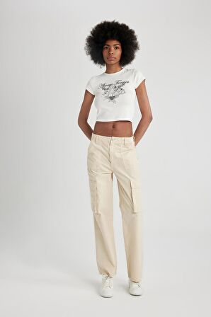 DeFacto Gabardin Pantolon Straight Fit Standart Boy Yüksek Bel Kargo Cepli B0625AX24SPBG359