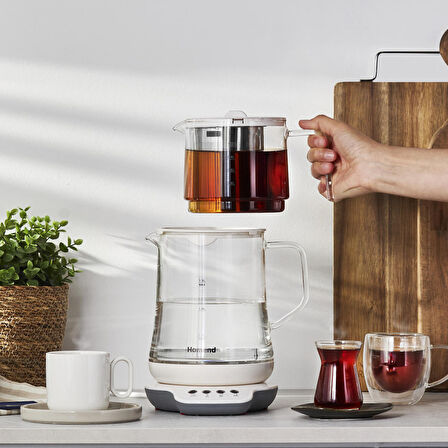 HOMEND Royaltea 1749h Konuşan Cam Çay Makinesi Beyaz