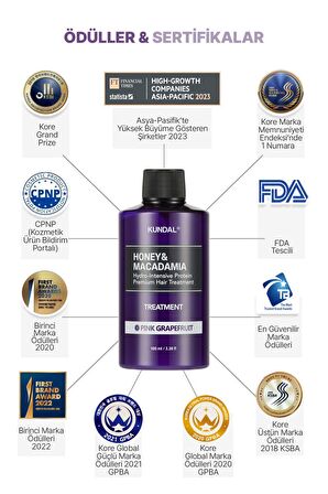 Protein Destekli Besleyici Saç Kremi Kundal Honey&Macadamia Protein Treatment 100ml(Pink Grapefruit)