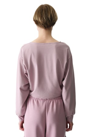 Pembe Büzgülü V Yaka Pamuk Modal Karışımlı Sweatshirt