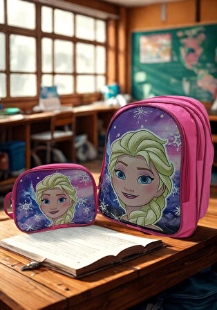NEWFULL KIZ ELSA OKUL VE BESLENME ÇANTASI-EKONOMİK-PEMBE