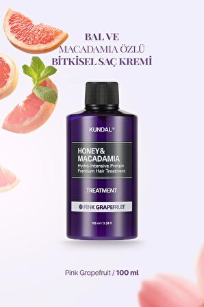 Protein Destekli Besleyici Saç Kremi Kundal Honey&Macadamia Protein Treatment 100ml(Pink Grapefruit)