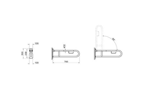 VitrA Arkitekta A44468 Katlanabilir Tutunma Barı