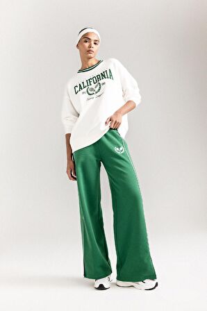 DeFactoFit Oversize Geniş Kalıp Bisiklet Yaka Baskılı Sporcu Sweatshirt D1702AX24AUER105