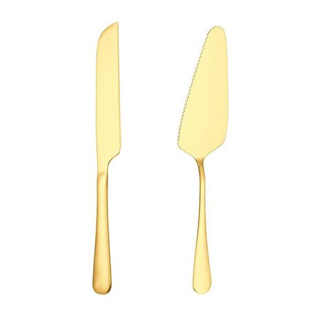 Çelik Gold Pasta Spatula Bıçak Seti Kek Sunum cin615sr