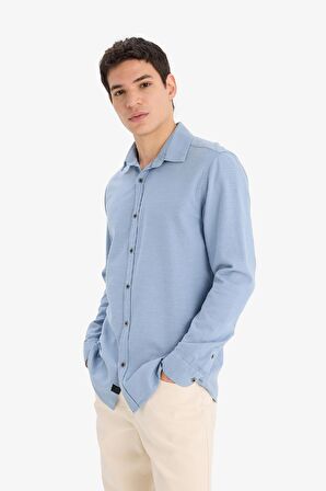 Slim Fit Dar Kesim Pamuklu Uzun Kollu Gömlek