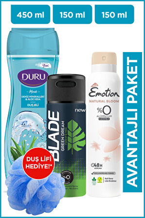 Kişisel Bakım 3'lü Set (Duş Jeli, Erkek & Kadın Deodorant)