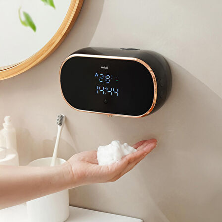Mioji Mio SM01 Saatli 2000mAh Şarjlı Dijital Ekranlı 350ml Köpük Sabunluk Dispenser - Siyah