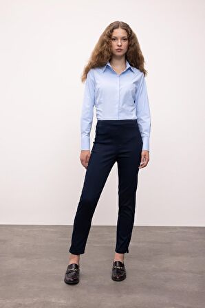 DeFacto Fitted Basic Düz Düğmeli Bengalin Dokuma Uzun Kollu Gömlek Y4651AZ24AUBE366