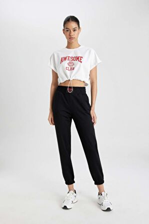 DeFactoFit Standart Fit Jogger İnce Eşofman Altı Çift Cepli Beli Paçası Lastikli B8978AX24SMBK81