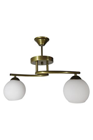 Fuji Eskitme 2'li Beyaz Camlı Avize | Kaliteli Modern Metal Avize