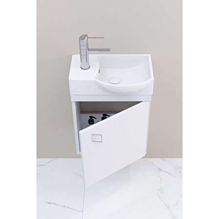 MİNİ 45 CM SOL BANYO DOLABI - BEYAZ