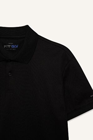 DeFactoFit Slim Fit Dar Kesim Polo Yaka Sporcu Kısa Kollu Pike Tişört D9779AX25SPBK81
