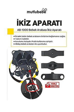 Drone Kabin Bebek Arabası İkiz Bağlantı Aparatı - 4 Baby Uyumlu Bağlantı Kiti