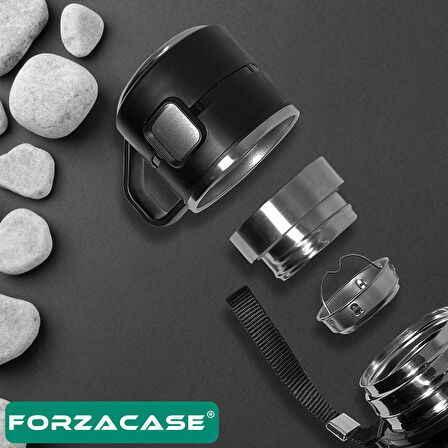 Forzacase Paslanmaz Çelik 1 Litre 10 Saat Sıcak Soğuk Tutan Bardaklı Bitki Hazneli Çay Kahve Su Termosu - FC938