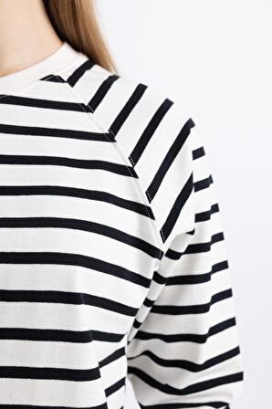 DeFacto Coool Loose Fit Çizgili Uzun Kollu Tişört C4400AX24SPWT32
