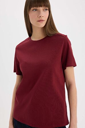 Regular Fit Bisiklet Yaka Basic Düz Casual Premium Kısa Kollu Tişört