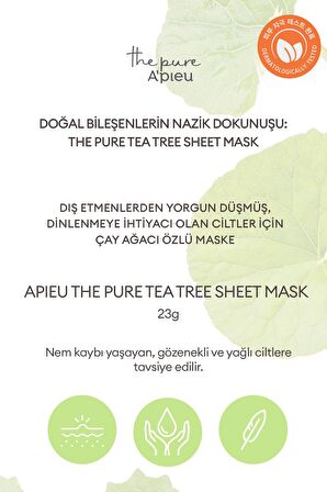 Yağlanma ve Sivilcelenme Eğilimli Ciltler İçin Nem.  Yaprak MaskeA'PIEU The Pure Tea Tree Sheet Mask