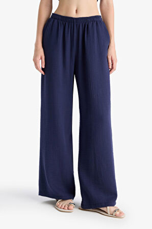 Coool Wide Leg Normal Bel Müslin Pantolon